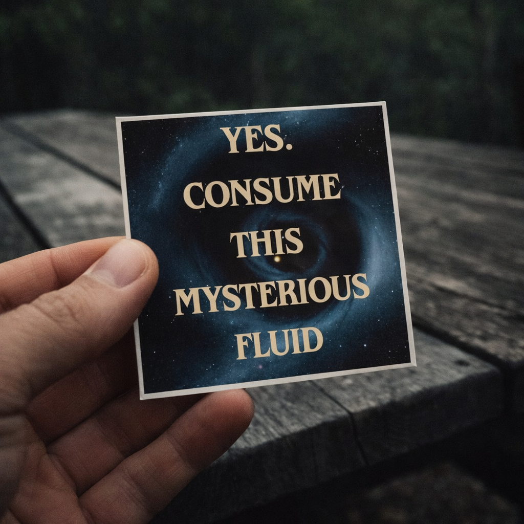 Yes. Consume This Mysterious Fluid  3" × 3" Vinyl Sticker